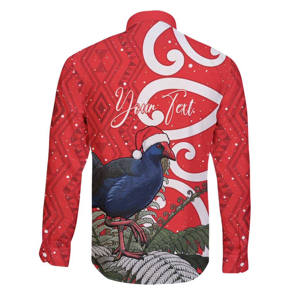 Personalized New Zealand Pukeko Christmas Family Matching Long Sleeve Bodycon Dress and Hawaiian Shirt Meri Kirihimete Taniko Ponga Koru Red - Polynesian Pride