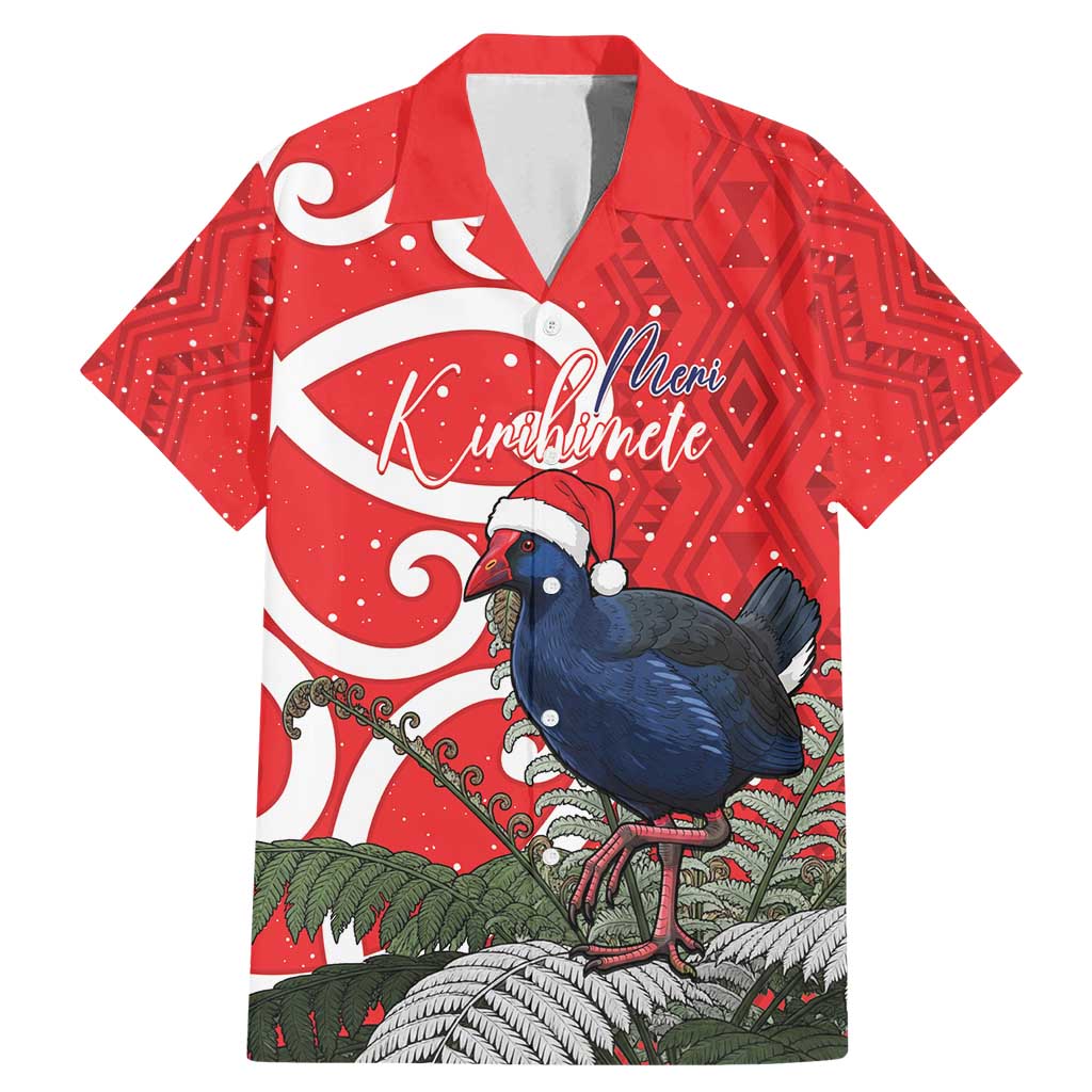 Personalized New Zealand Pukeko Christmas Family Matching Mermaid Dress and Hawaiian Shirt Meri Kirihimete Taniko Ponga Koru Red - Polynesian Pride
