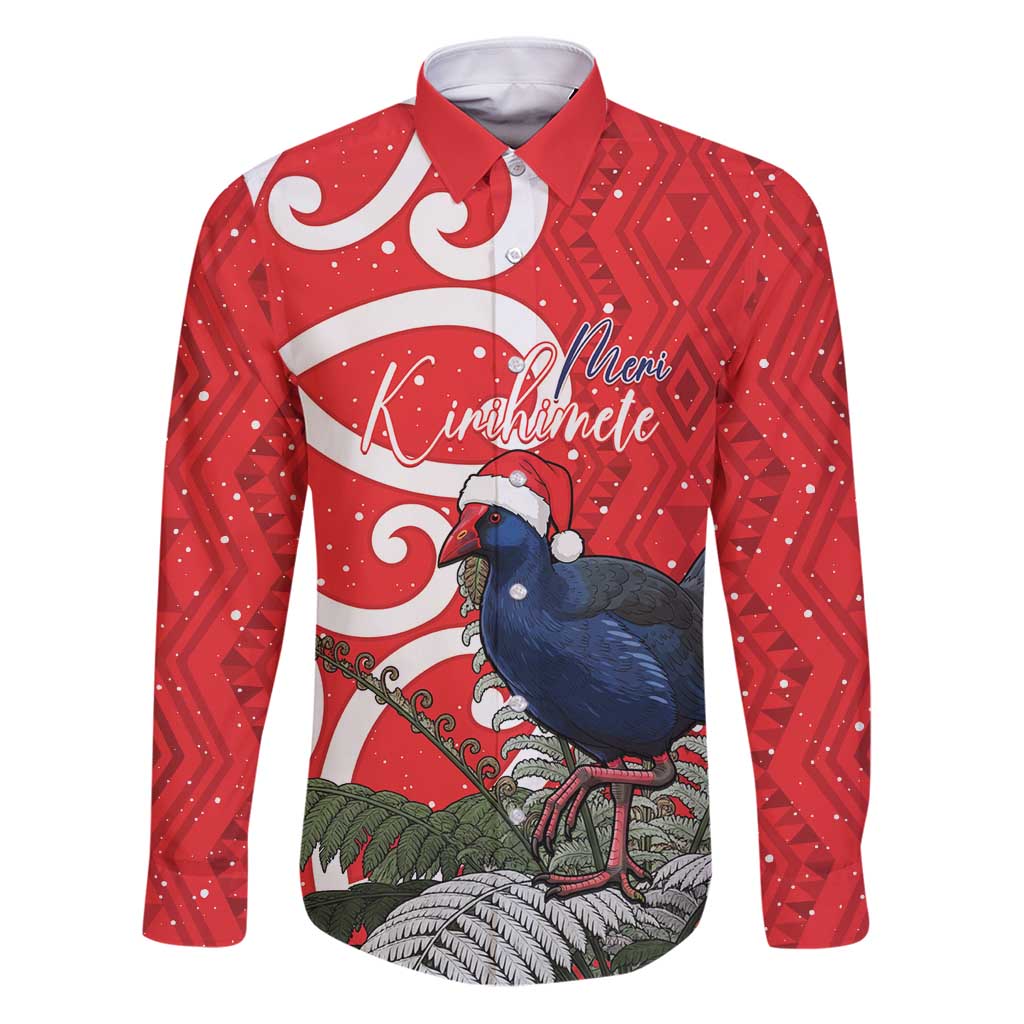 Personalized New Zealand Pukeko Christmas Family Matching Puletasi and Hawaiian Shirt Meri Kirihimete Taniko Ponga Koru Red - Polynesian Pride