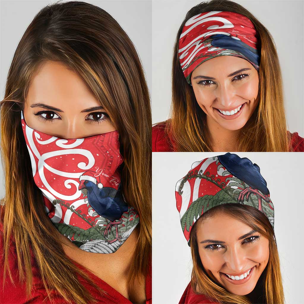 Personalized New Zealand Pukeko Christmas Neck Gaiter Meri Kirihimete Taniko Ponga Koru Red - Polynesian Pride