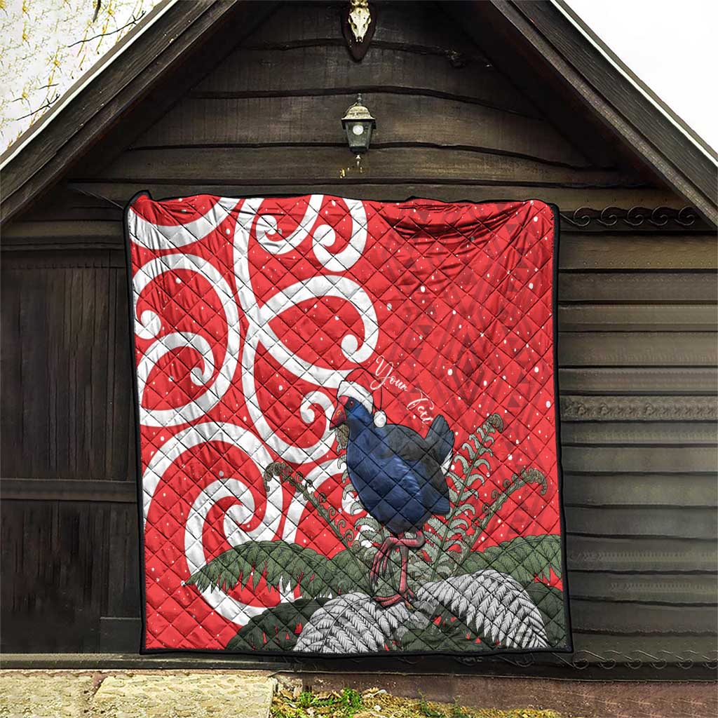 Personalized New Zealand Pukeko Christmas Quilt Meri Kirihimete Taniko Ponga Koru Red - Polynesian Pride