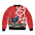 Personalized New Zealand Pukeko Christmas Sleeve Zip Bomber Jacket Meri Kirihimete Taniko Ponga Koru Red - Polynesian Pride