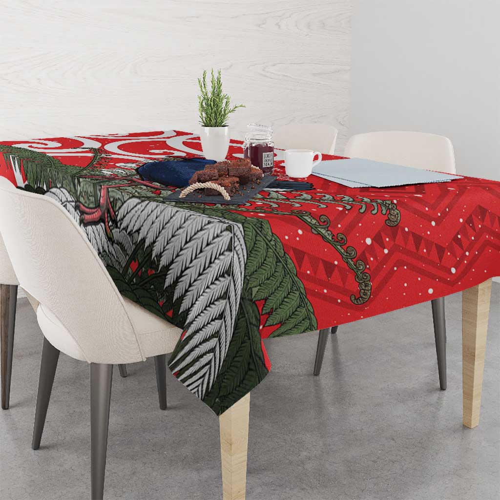 Personalized New Zealand Pukeko Christmas Tablecloth Meri Kirihimete Taniko Ponga Koru Red - Polynesian Pride