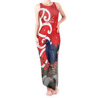 Personalized New Zealand Pukeko Christmas Tank Maxi Dress Meri Kirihimete Taniko Ponga Koru Red - Polynesian Pride