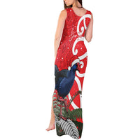 Personalized New Zealand Pukeko Christmas Tank Maxi Dress Meri Kirihimete Taniko Ponga Koru Red - Polynesian Pride