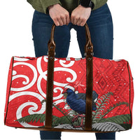 Personalized New Zealand Pukeko Christmas Travel Bag Meri Kirihimete Taniko Ponga Koru Red - Polynesian Pride