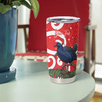 Personalized New Zealand Pukeko Christmas Tumbler Cup Meri Kirihimete Taniko Ponga Koru Red - Polynesian Pride