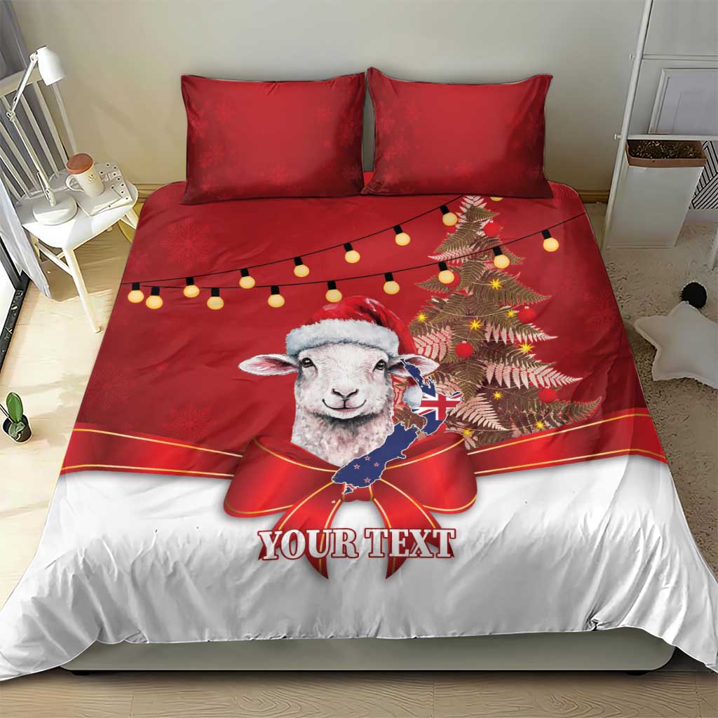 Personalized New Zealand Sheep Christmas Bedding Set Hipi Meri Kirihimete Silver Fern Xmas Tree - Polynesian Pride