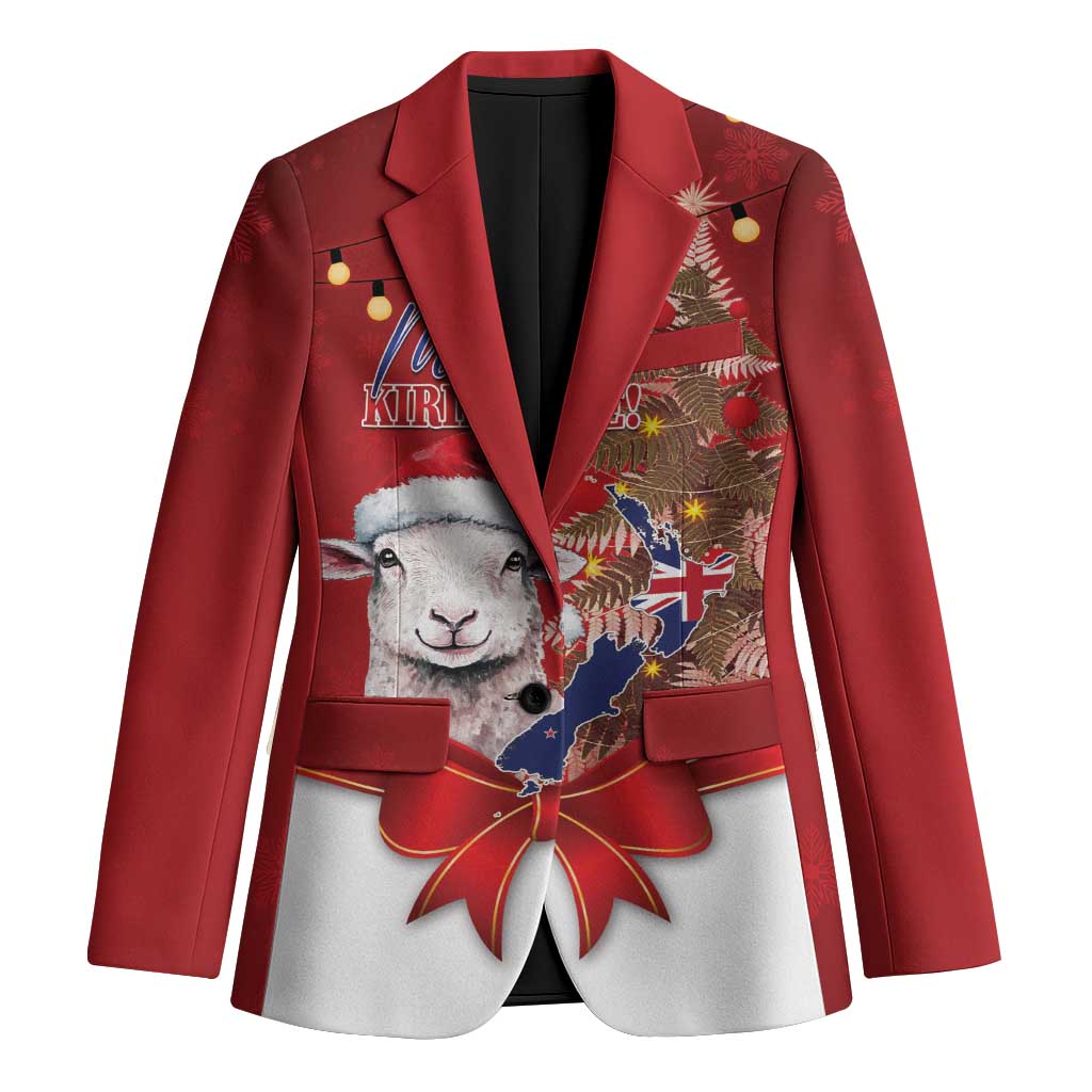 Personalized New Zealand Sheep Christmas Blazer Hipi Meri Kirihimete Silver Fern Xmas Tree - Polynesian Pride