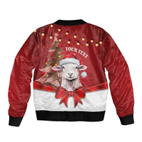 Personalized New Zealand Sheep Christmas Bomber Jacket Hipi Meri Kirihimete Silver Fern Xmas Tree - Polynesian Pride