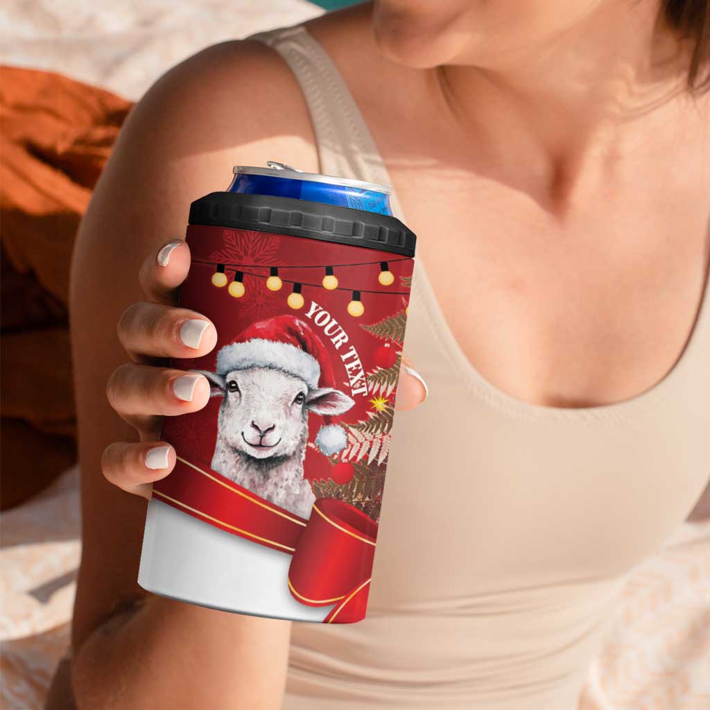 Personalized New Zealand Sheep Christmas 4 in 1 Can Cooler Tumbler Hipi Meri Kirihimete Silver Fern Xmas Tree - Polynesian Pride