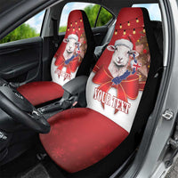 Personalized New Zealand Sheep Christmas Car Seat Cover Hipi Meri Kirihimete Silver Fern Xmas Tree - Polynesian Pride