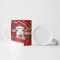 Personalized New Zealand Sheep Christmas Ceramic Mug Hipi Meri Kirihimete Silver Fern Xmas Tree - Polynesian Pride