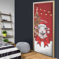 Personalized New Zealand Sheep Christmas Door Cover Hipi Meri Kirihimete Silver Fern Xmas Tree - Polynesian Pride