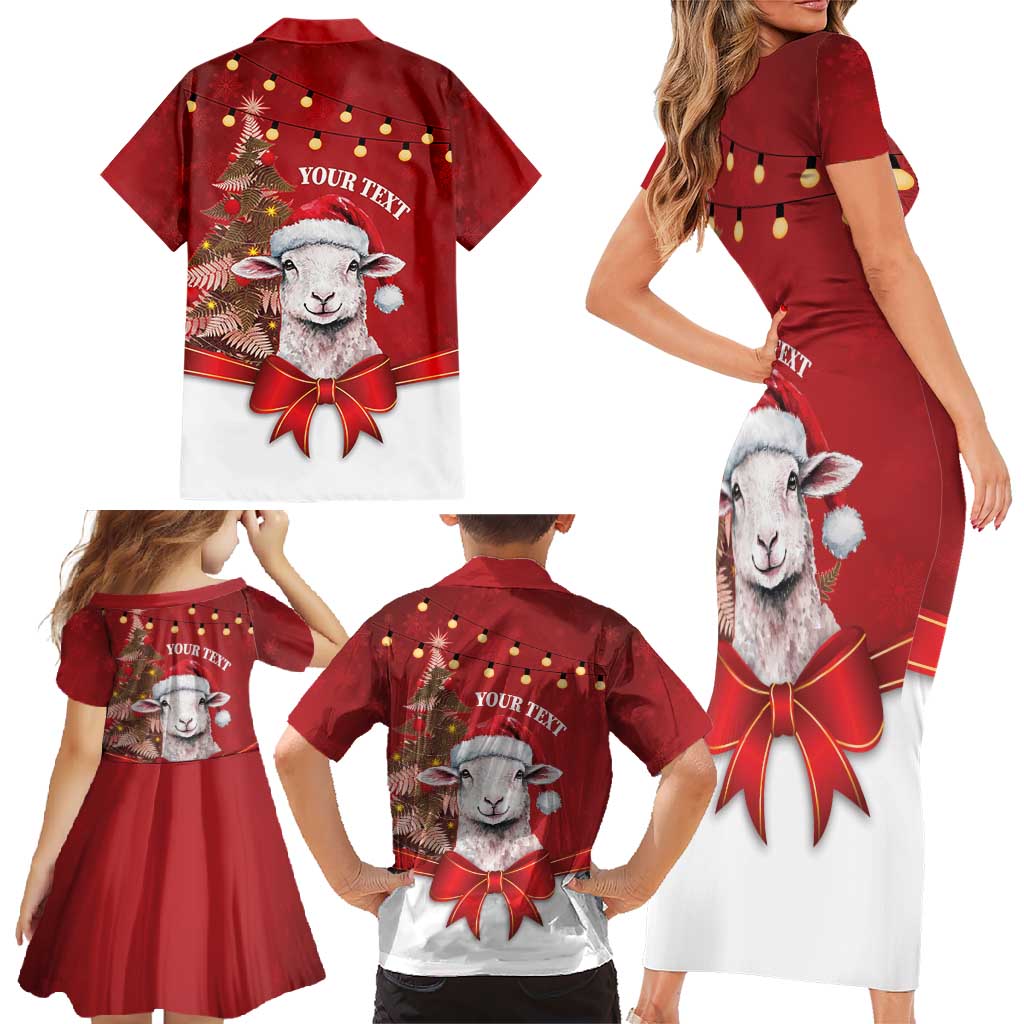 Personalized New Zealand Sheep Christmas Family Matching Short Sleeve Bodycon Dress and Hawaiian Shirt Hipi Meri Kirihimete Silver Fern Xmas Tree - Polynesian Pride