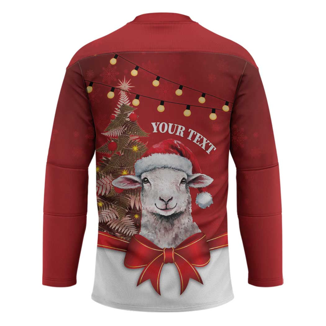 Personalized New Zealand Sheep Christmas Hockey Jersey Hipi Meri Kirihimete Silver Fern Xmas Tree - Polynesian Pride