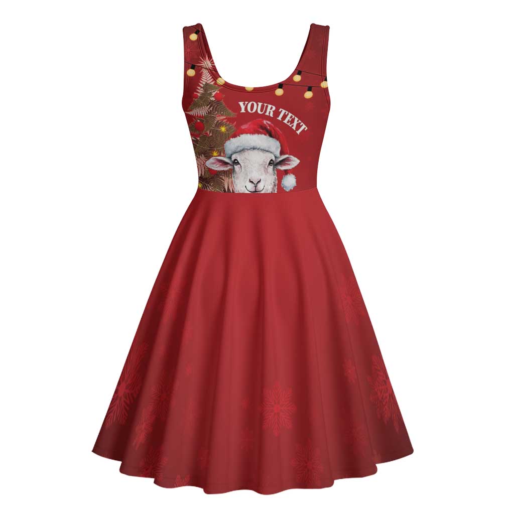 Personalized New Zealand Sheep Christmas Midi Dress Hipi Meri Kirihimete Silver Fern Xmas Tree - Polynesian Pride