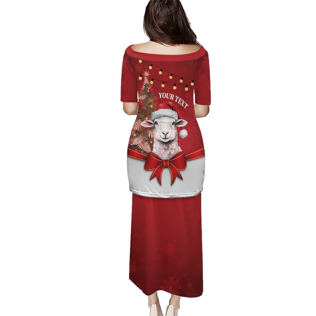 Personalized New Zealand Sheep Christmas Puletasi Hipi Meri Kirihimete Silver Fern Xmas Tree - Polynesian Pride