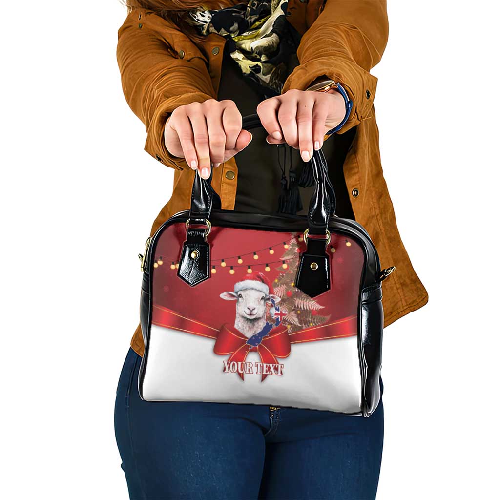 Personalized New Zealand Sheep Christmas Shoulder Handbag Hipi Meri Kirihimete Silver Fern Xmas Tree - Polynesian Pride