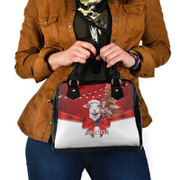 Personalized New Zealand Sheep Christmas Shoulder Handbag Hipi Meri Kirihimete Silver Fern Xmas Tree - Polynesian Pride