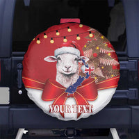 Personalized New Zealand Sheep Christmas Spare Tire Cover Hipi Meri Kirihimete Silver Fern Xmas Tree - Polynesian Pride