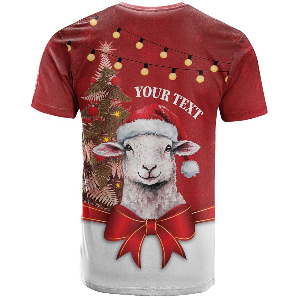 Personalized New Zealand Sheep Christmas T Shirt Hipi Meri Kirihimete Silver Fern Xmas Tree - Polynesian Pride