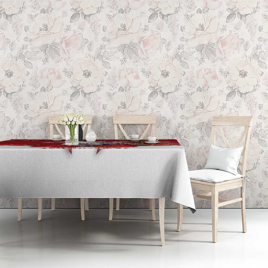 Personalized New Zealand Sheep Christmas Tablecloth Hipi Meri Kirihimete Silver Fern Xmas Tree - Polynesian Pride