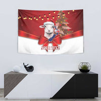 Personalized New Zealand Sheep Christmas Tapestry Hipi Meri Kirihimete Silver Fern Xmas Tree - Polynesian Pride