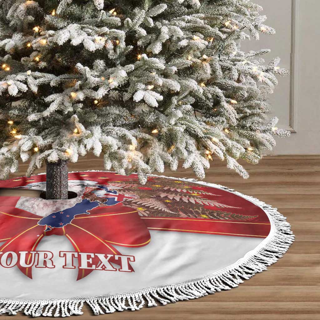 Personalized New Zealand Sheep Christmas Tree Skirt Hipi Meri Kirihimete Silver Fern Xmas Tree - Polynesian Pride