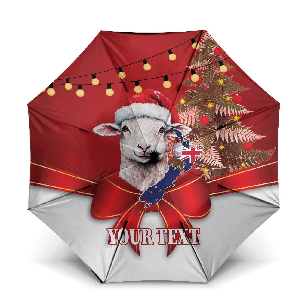 Personalized New Zealand Sheep Christmas Umbrella Hipi Meri Kirihimete Silver Fern Xmas Tree - Polynesian Pride