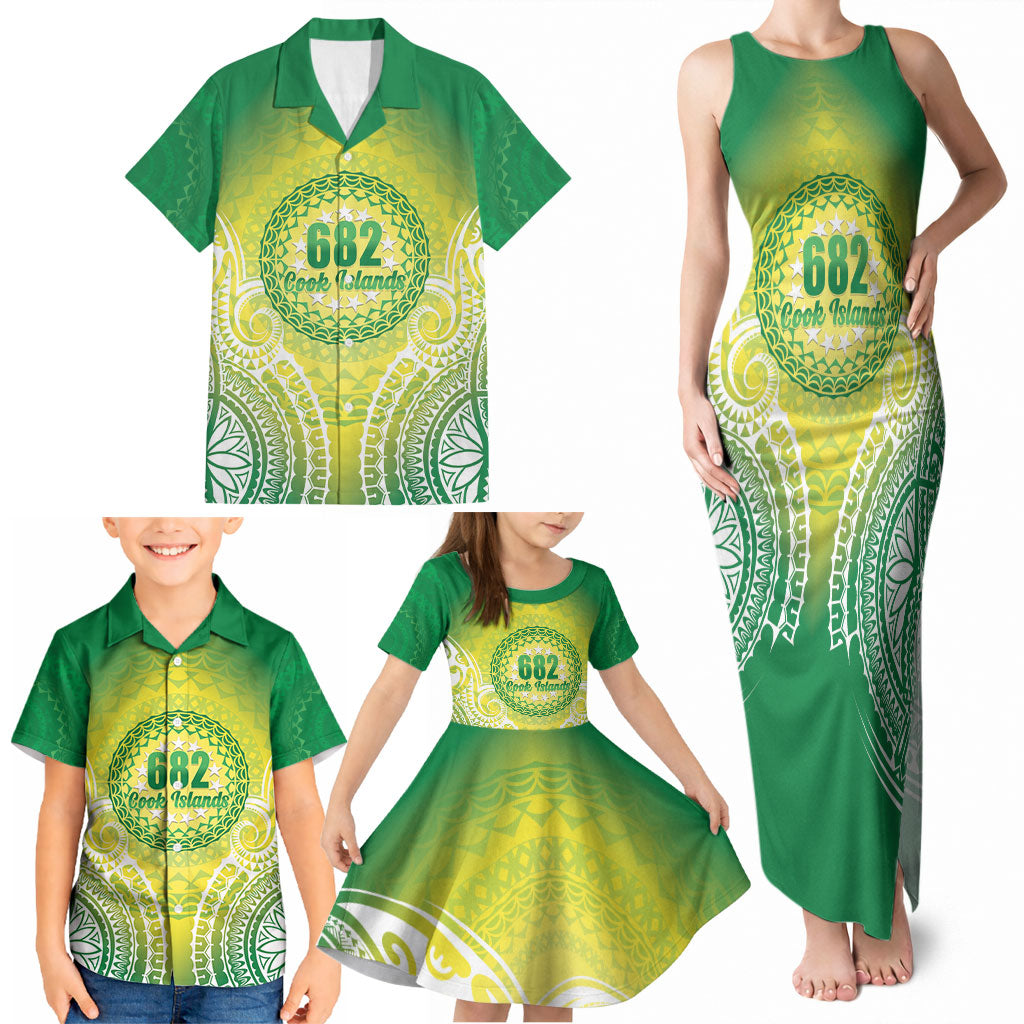 Cook Islands 682 Family Matching Tank Maxi Dress and Hawaiian Shirt Kuki 'Airani Area Code Proud LT14 - Polynesian Pride