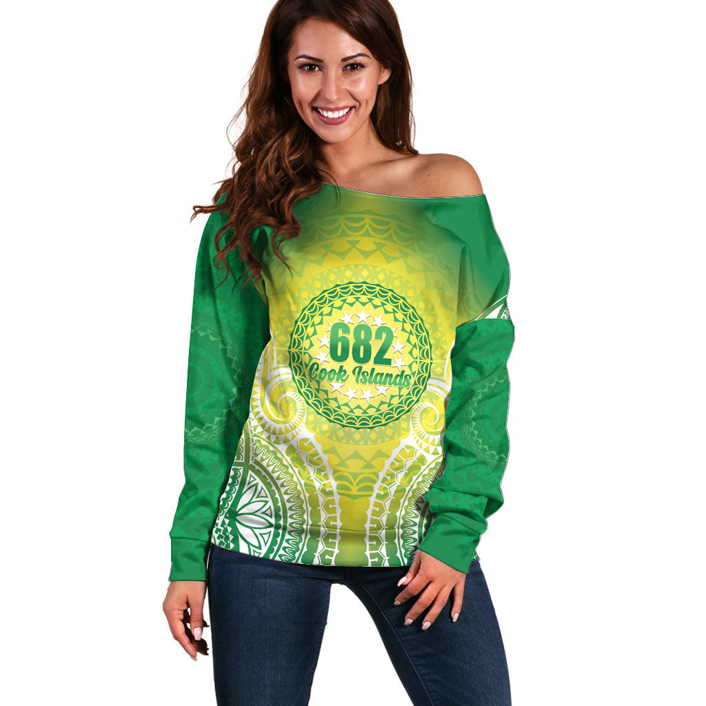 Cook Islands 682 Off Shoulder Sweater Kuki 'Airani Area Code Proud