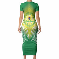 Cook Islands 682 Short Sleeve Bodycon Dress Kuki 'Airani Area Code Proud LT14 - Polynesian Pride