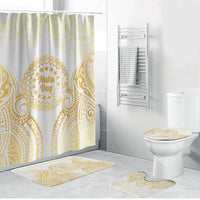 Cook Islands Gospel Day Bathroom Set Happy Nuku Day Tiare Maori Gold