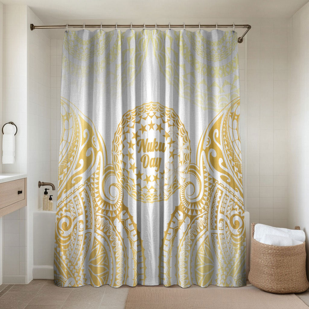 Cook Islands Gospel Day Bathroom Set Happy Nuku Day Tiare Maori Gold