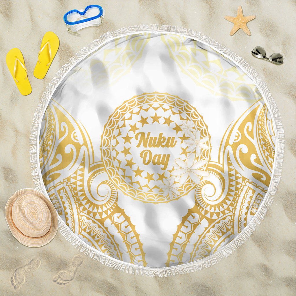 Cook Islands Gospel Day Beach Blanket Happy Nuku Day Tiare Maori Gold