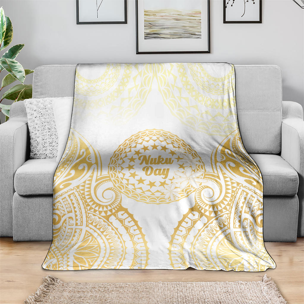 Cook Islands Gospel Day Blanket Happy Nuku Day Tiare Maori Gold