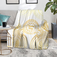Cook Islands Gospel Day Blanket Happy Nuku Day Tiare Maori Gold