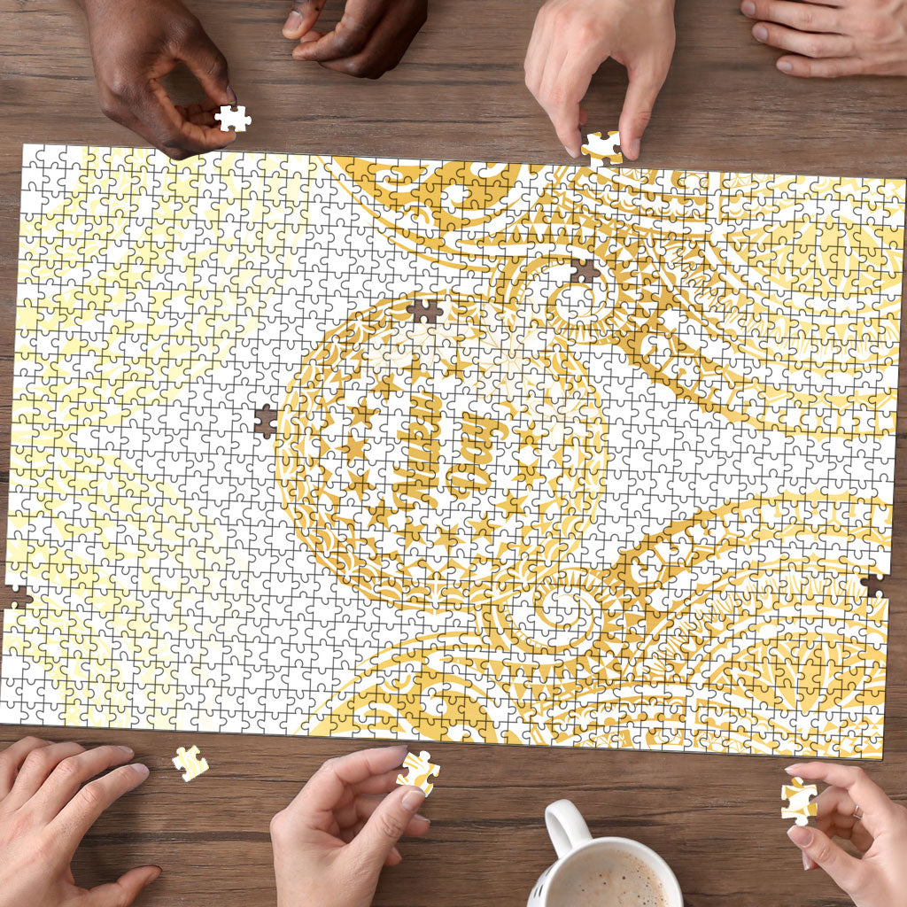 Cook Islands Gospel Day Puzzle Happy Nuku Day Tiare Maori Gold LT14 - Polynesian Pride