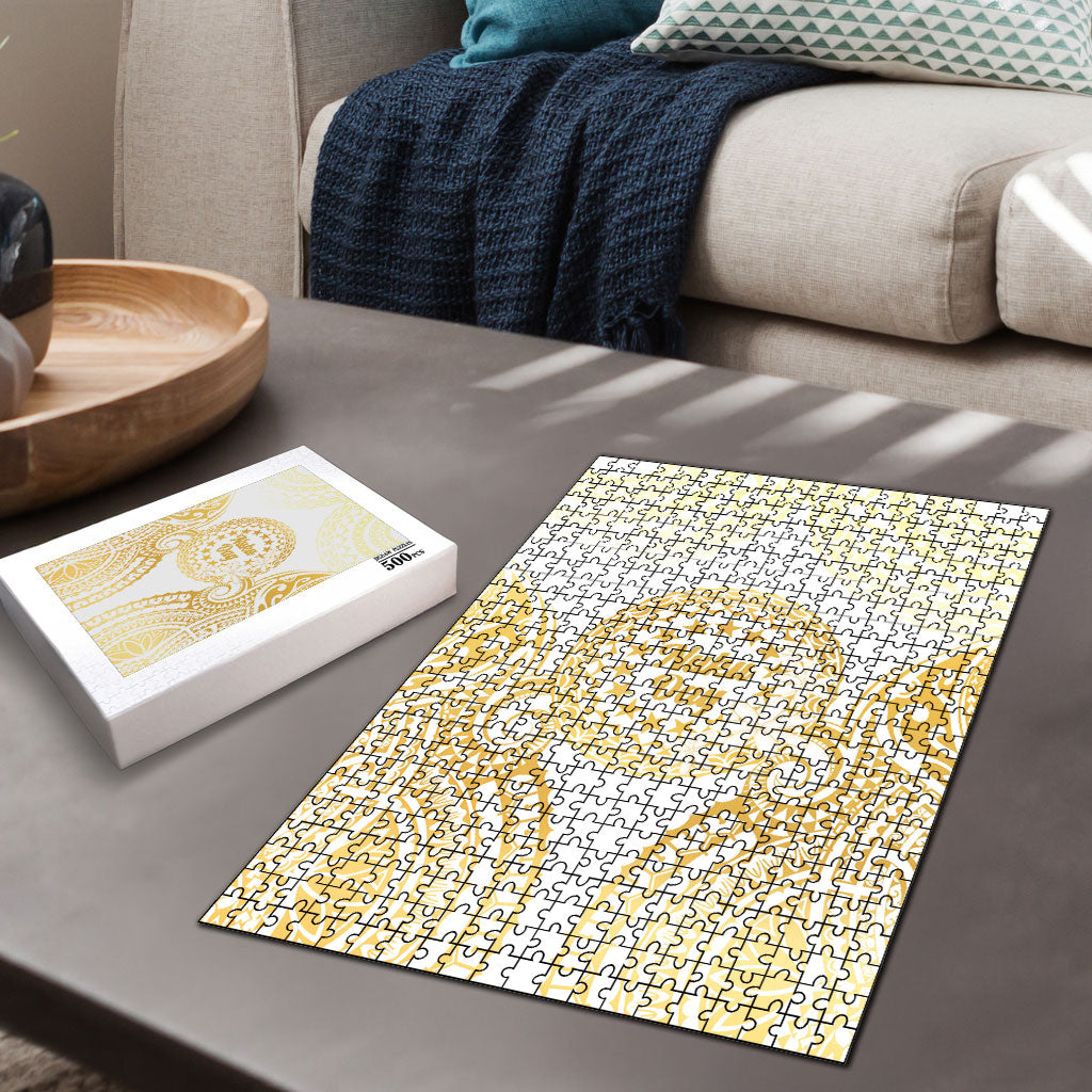 Cook Islands Gospel Day Puzzle Happy Nuku Day Tiare Maori Gold LT14 - Polynesian Pride