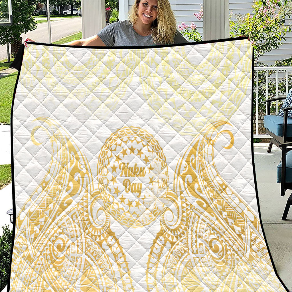 Cook Islands Gospel Day Quilt Happy Nuku Day Tiare Maori Gold