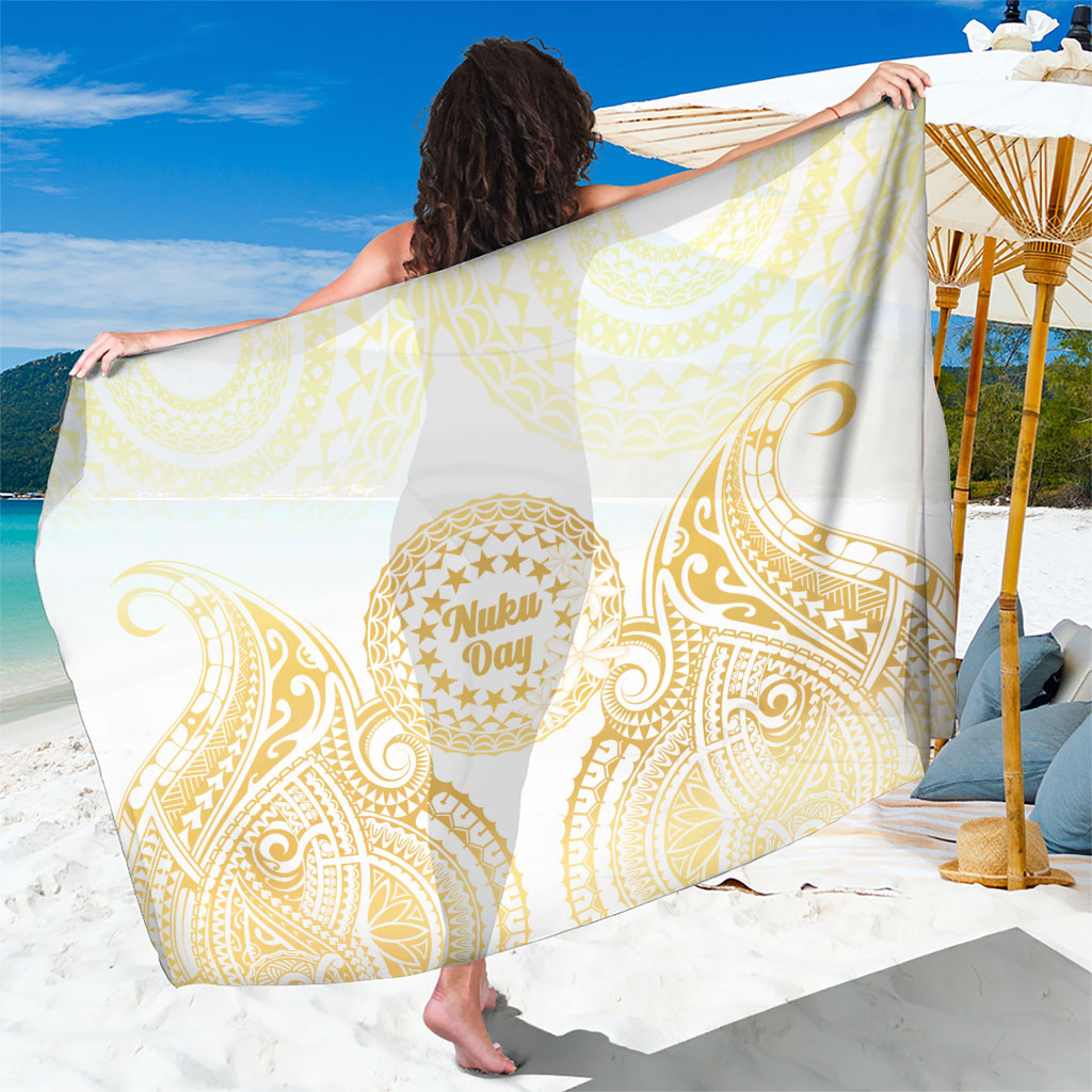 Cook Islands Gospel Day Sarong Happy Nuku Day Tiare Maori Gold