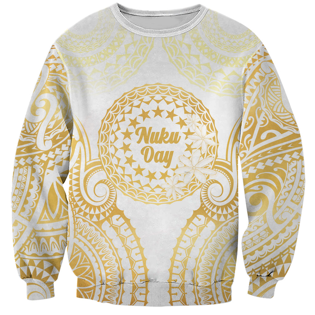 Cook Islands Gospel Day Sweatshirt Happy Nuku Day Tiare Maori Gold LT14 Unisex Gold - Polynesian Pride