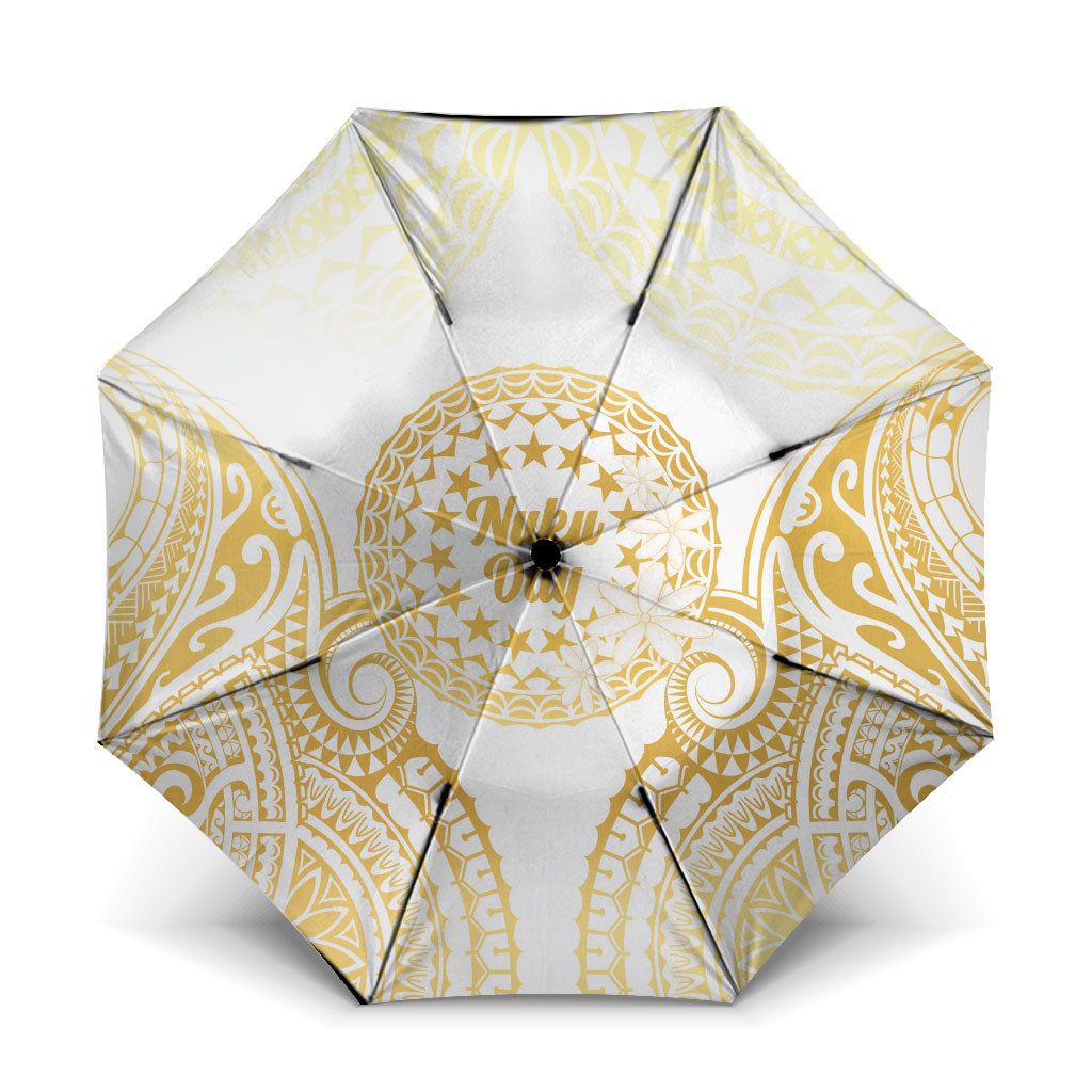 Cook Islands Gospel Day Umbrella Happy Nuku Day Tiare Maori Gold