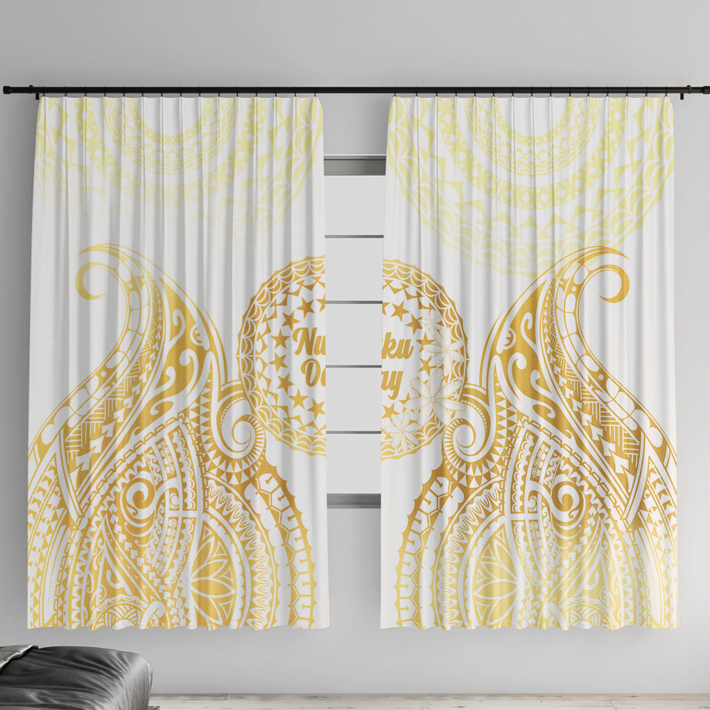 Cook Islands Gospel Day Window Curtain Happy Nuku Day Tiare Maori Gold