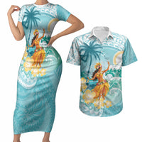 Ura Cook Islands Couples Matching Short Sleeve Bodycon Dress and Hawaiian Shirt Kuki 'Airani Traditional Dance Tropical Vibes