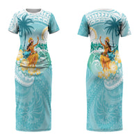 Ura Cook Islands Couples Matching Short Sleeve Bodycon Dress and Hawaiian Shirt Kuki 'Airani Traditional Dance Tropical Vibes