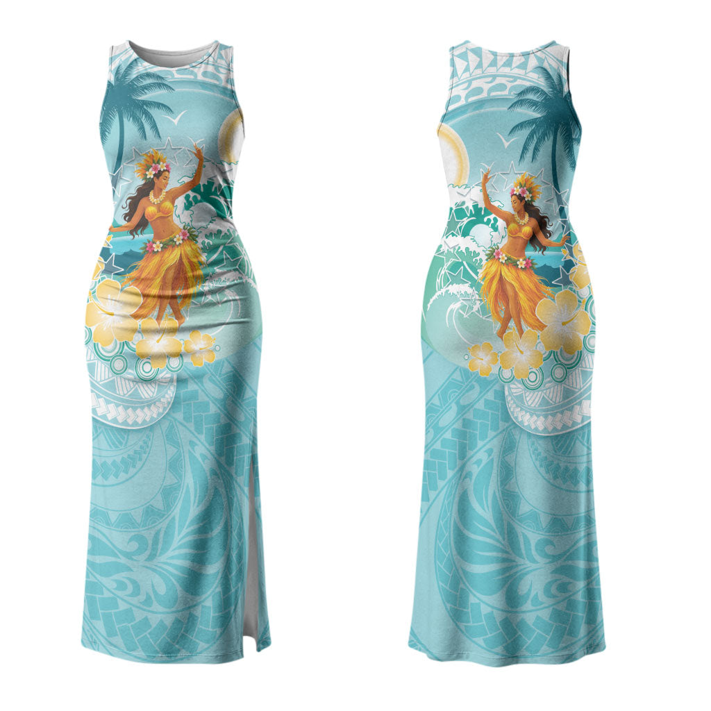 Ura Cook Islands Couples Matching Tank Maxi Dress and Hawaiian Shirt Kuki 'Airani Traditional Dance Tropical Vibes