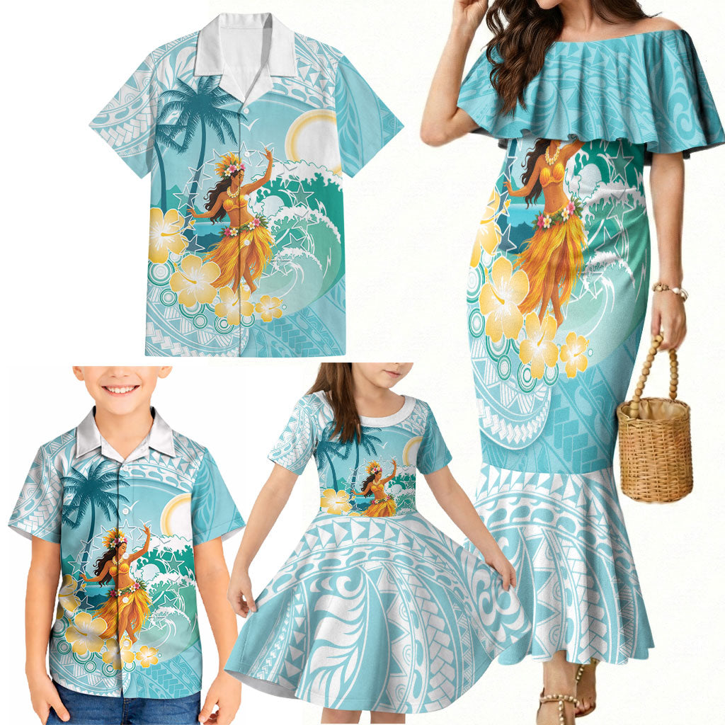 Ura Cook Islands Family Matching Mermaid Dress and Hawaiian Shirt Kuki 'Airani Traditional Dance Tropical Vibes LT14 - Polynesian Pride