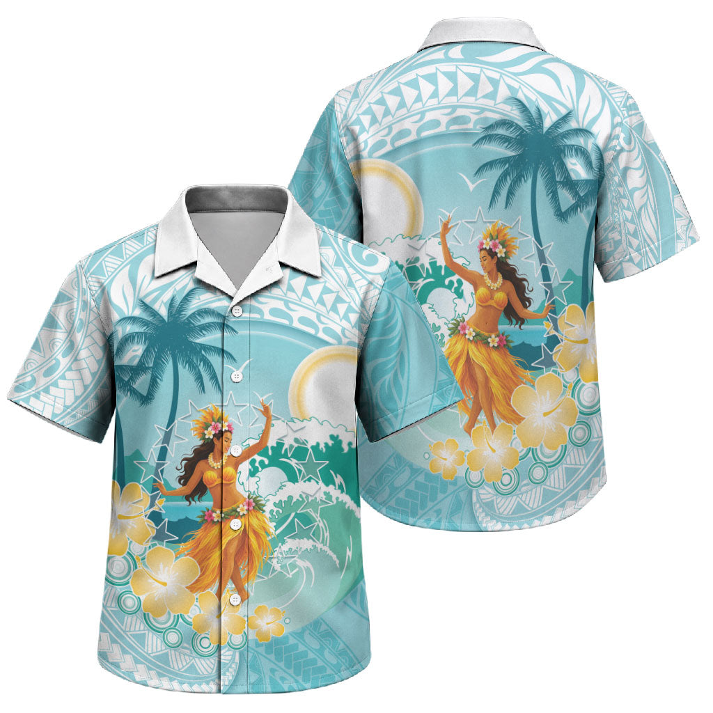 Ura Cook Islands Family Matching Off The Shoulder Long Sleeve Dress and Hawaiian Shirt Kuki 'Airani Traditional Dance Tropical Vibes